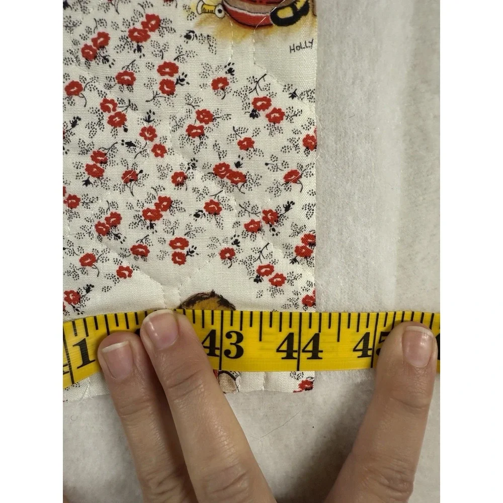 Vtg Holly Hobbie Quilted Fabric Scrap‎ Red Floral Hollie Hobbie And Friends